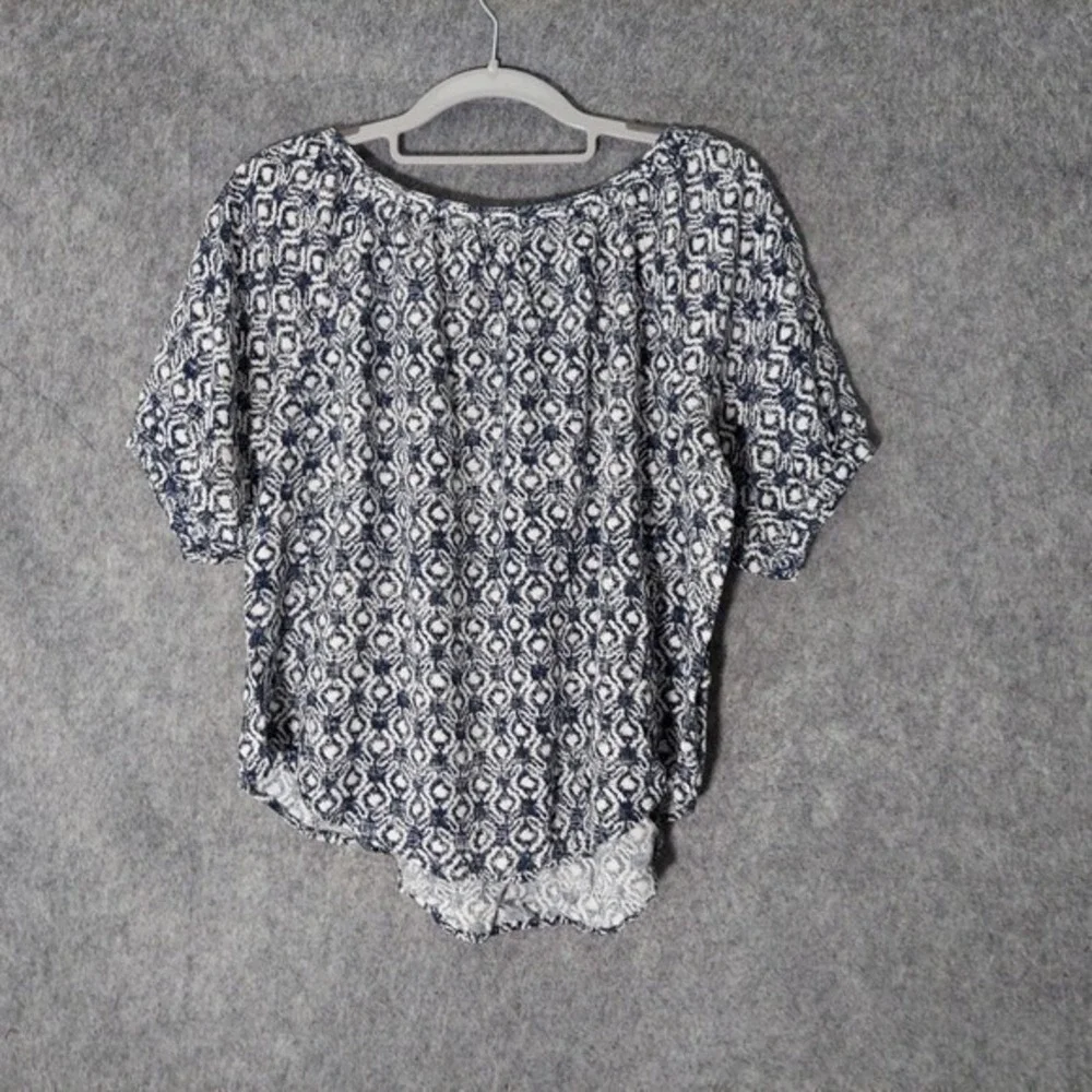 Abercrombie Fitch Top Women M Floral Puff Sleeve Round Hem Popover Boho Festival